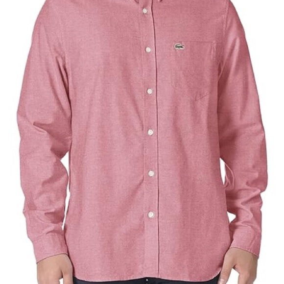 Lacoste Men's Casual Button Down Shirt - Pink - Picture 1 of 7